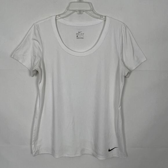 Nike Dri-Fit Athletic White Scoop Neck Top Size M - Picture 1 of 11